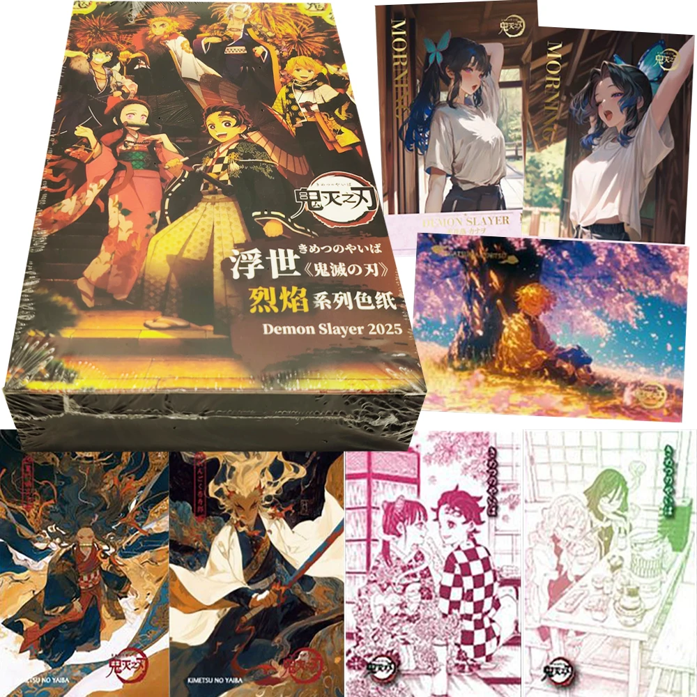 Karty kolekcjonerskie Demon Slayer: Seria z motywem popularnych postaci z anime, ulubione przez dzieci, kolorowe kartki papierowe, prezent.