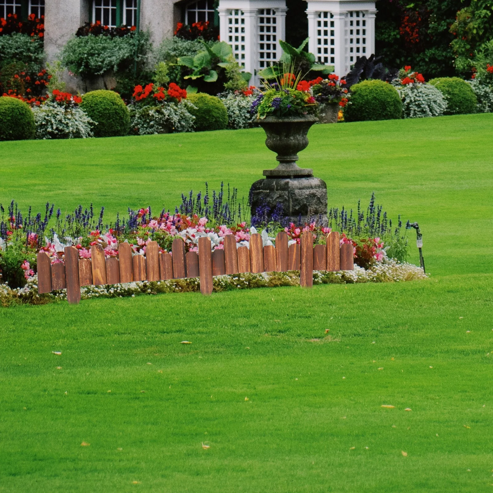 

Wooden Effect Garden Fence Durable Lawn Edging for Landscaping Outdoor Yard Border Decor Galvanised Steel Garden Divider