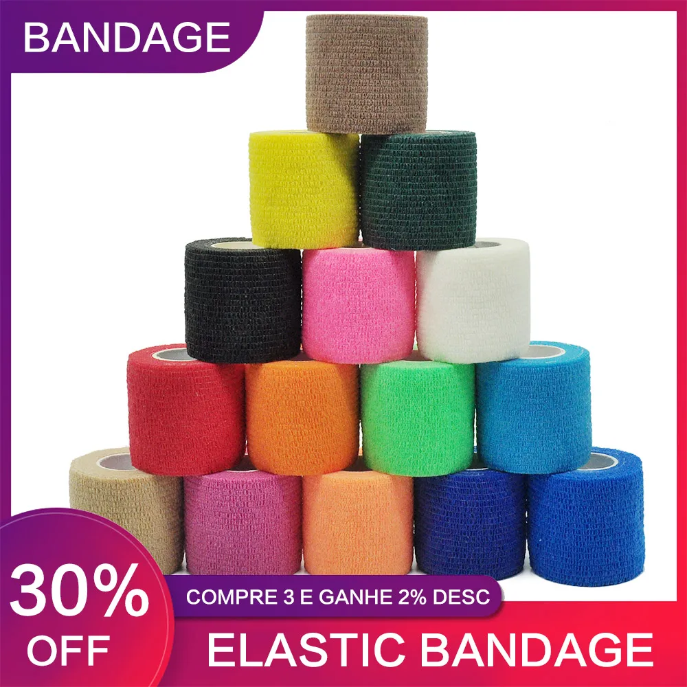 1roll 2.5/5/7.5/10cm*4.8m Non Woven Elastic Self Adhesive Bandage Cohesive Bandage for Sports Fixing Finger Wrist Leg