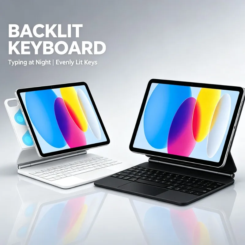 Trackpad Keyboard Cover For iPad 11th Gen A16 2025 11" A3354 A2696 Backlit Keys Folio Protective Case For iPad 10th Generation
