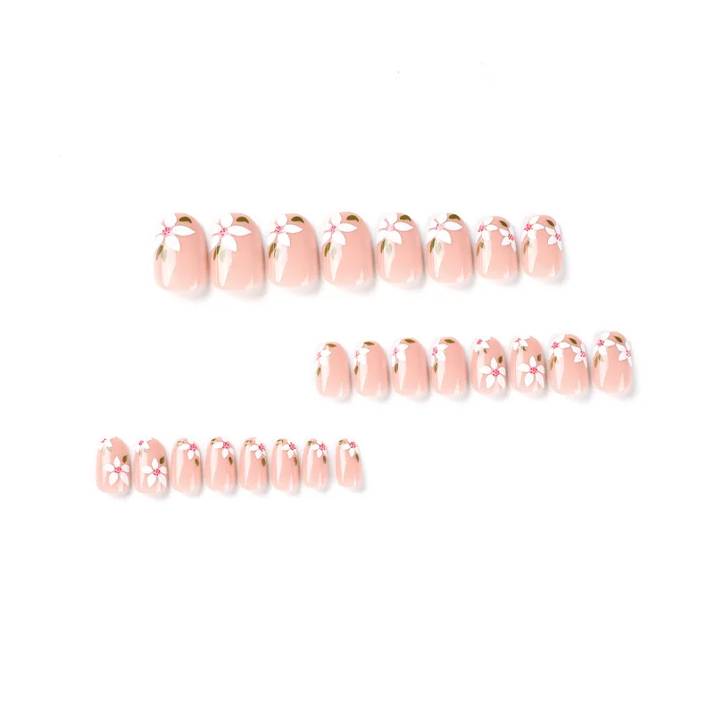 花の形をした偽のネイルチップ,アクリルネイル用,カモフラージュ,マニキュア用,24個