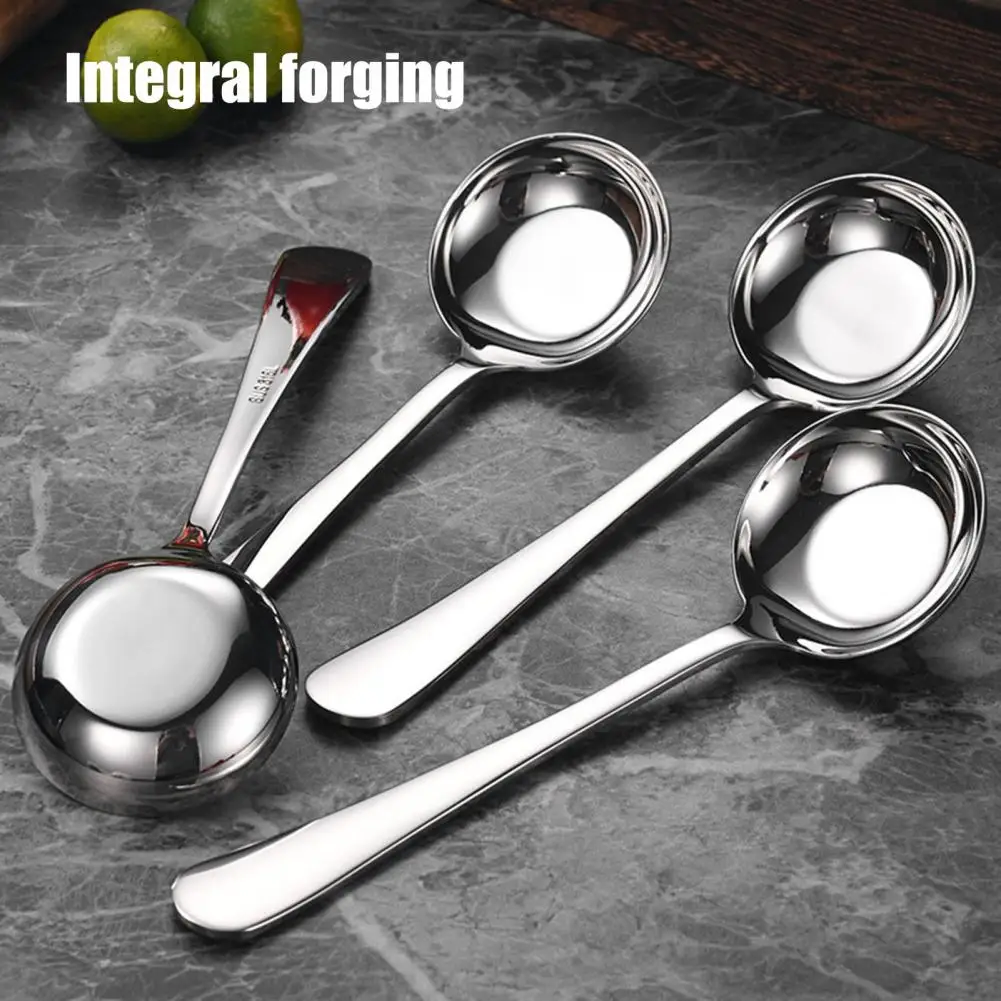 Capacity Spoon Stainless Steel Spoon Set High Precision Mirror Polished Cutlery Comfortable Curved Long Handle Utensils for Home