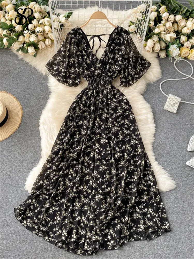 high neck dress design Women's Artistic Print Pleated Elegant Luxury Gift Dress, BLUE / S(Loose fit-fits S-M) evening-party Choose Option:42x29 elegant drape Lightweight and Champagne Quiz Clothing Sequin