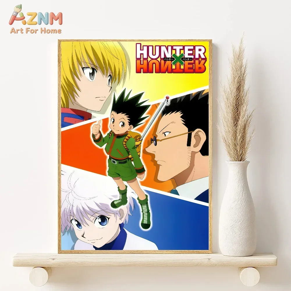 AZNM Hunter X Hunter Gon Killua Hisoka Group Canvas Wall Print Unframed Manga Panel Anime Character Decor Poster