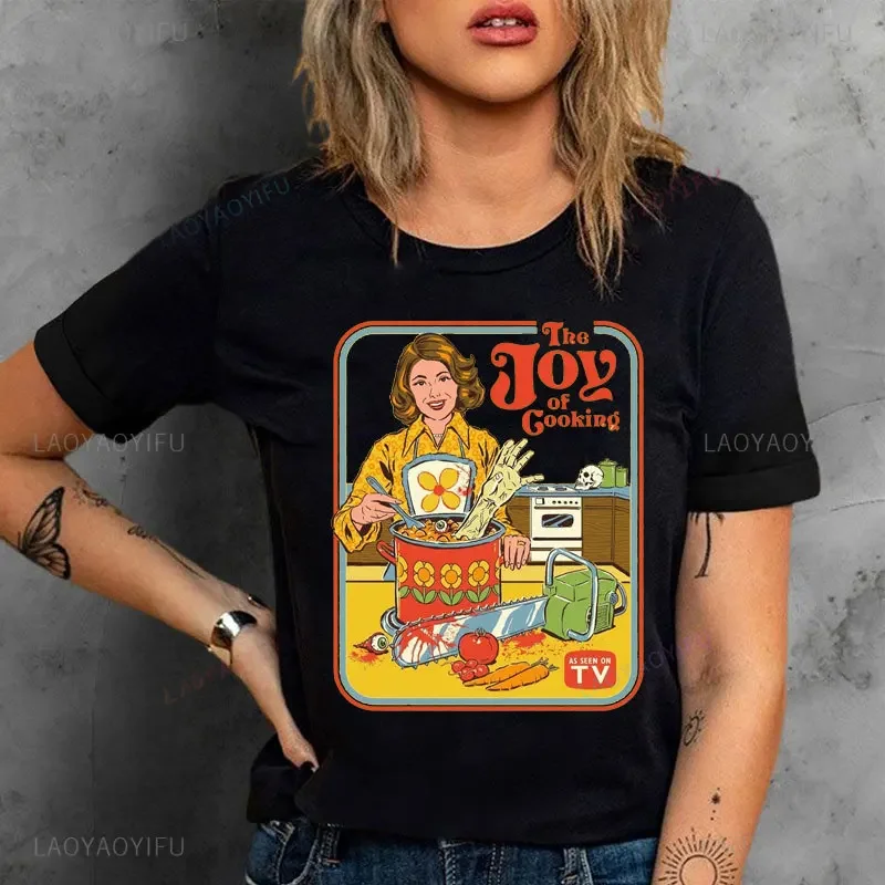 Fashion Horror Comic Series The Joy of Cooking Women Men Clothes Cotton T-Shirts Unique Creative Cartoon T Shirts Streetwear Top