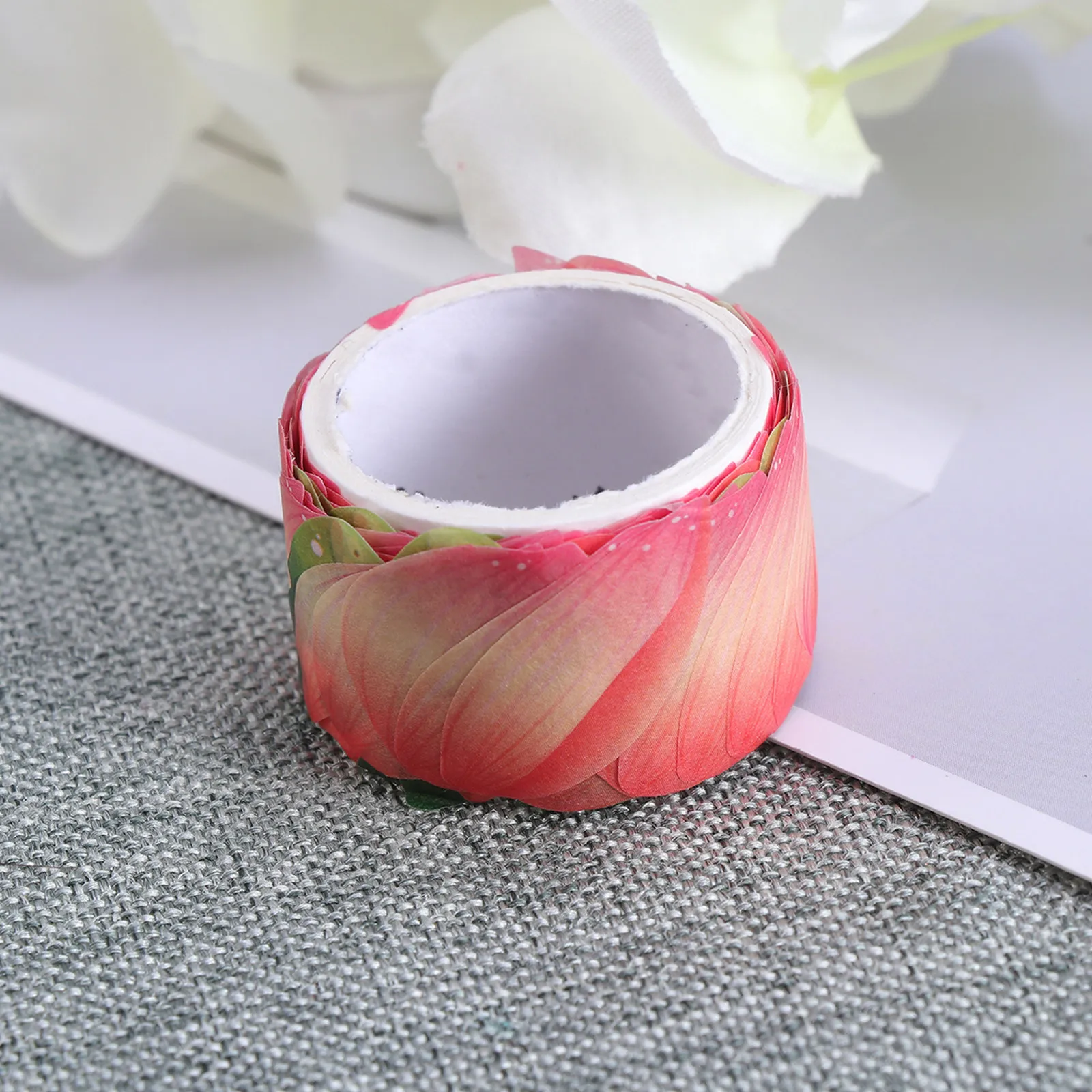 Petal Washi Tape Handmade Flower Printing Seamless Stickers for Scrapbook Diary Gift Wrapping DIY Masking Tape Lotus Decoration