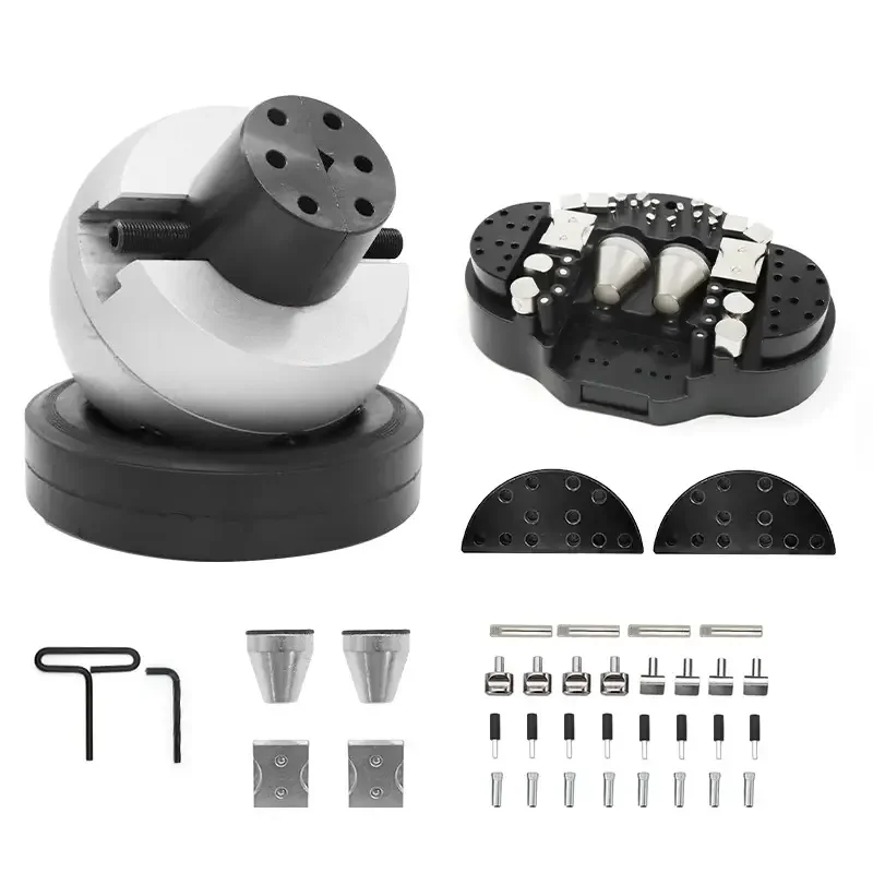 

360 ° Гравировальные тиски с 30 насадками, регулируемые губки из цельной стали и резиновая основа для изготовления ювелирных изделий и гравировки