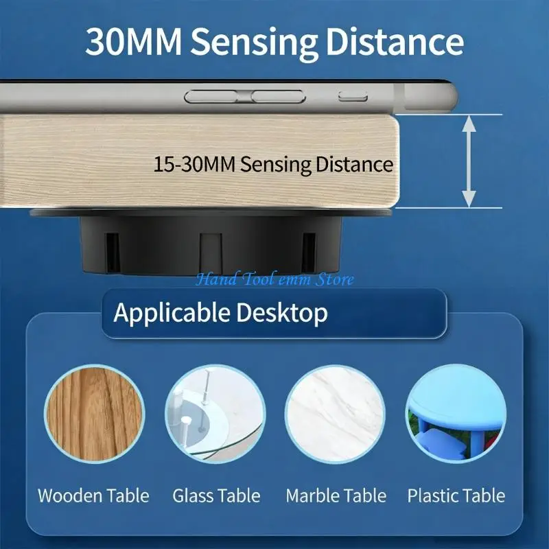 H37F 1pc/2pcs Quick 10W Wireless Phone Chargers Hide Installation Under Table for Various Material Easy Setup - view 3