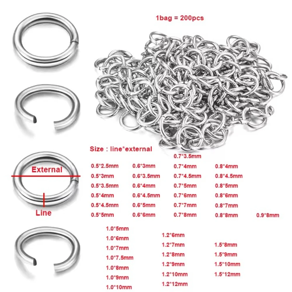 

18K Gold and Stainless Steel Silver Open Jump Ring Matte Jewelry Accessories 200 Pieces/Batch Split Discovery and Assembly