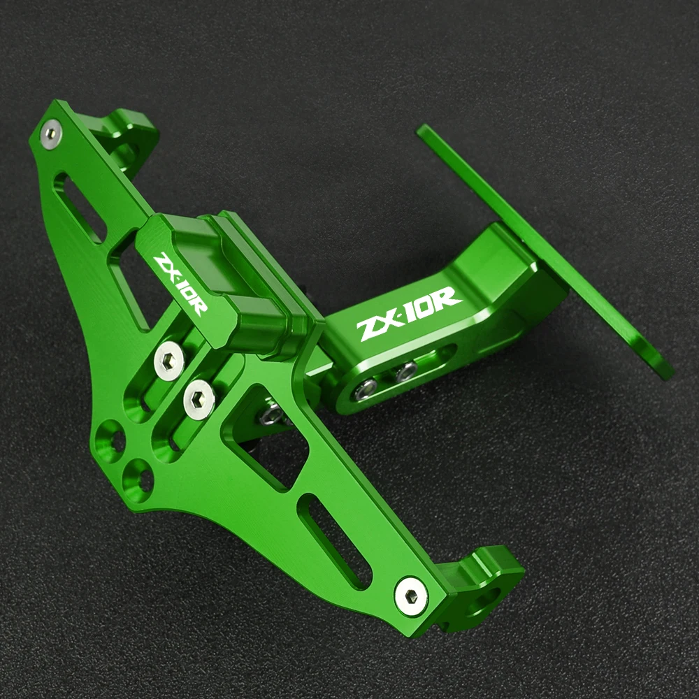 

For Kawasaki Ninja ZX-10R 2004-2016-2021 2022 2023 2024 2025 ZX10R CNC License Plate Holder Number Plate Frame LED Light Bracket