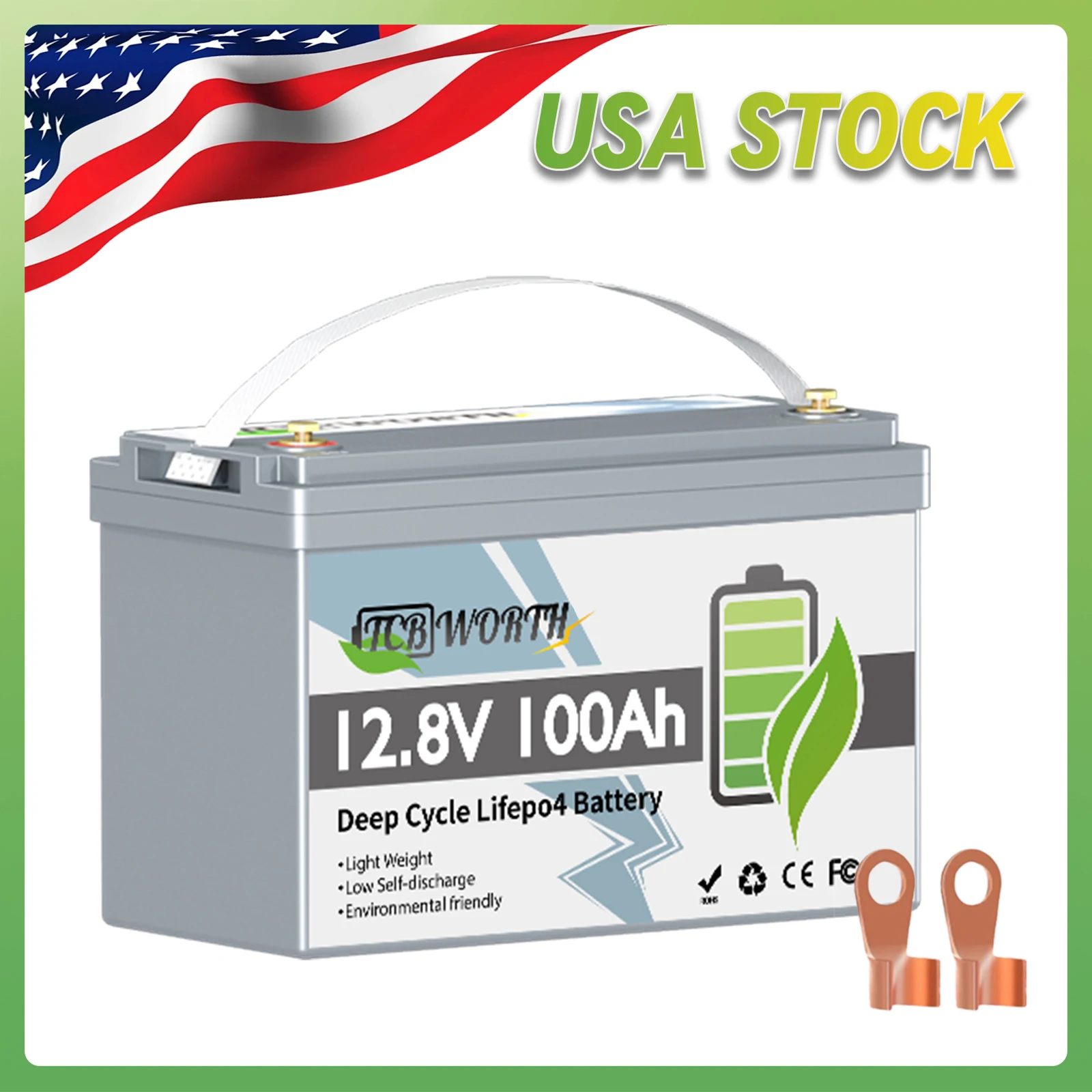 TCBWORTH 12V 100Ah LiFePO4 Lithium Battery with 100A BMS,A+ Grade Cell,Deep Cycle Power for Trolling Motors,Marine,Home Backup