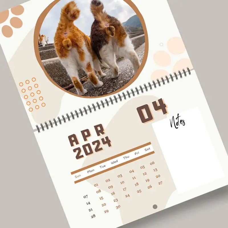 Hangable Calendário mensal para gatos pequenos, Buttholes, Bolas Calendário, Presente para Adolescentes, Amigos, Colegas de trabalho, Hilário, 2024