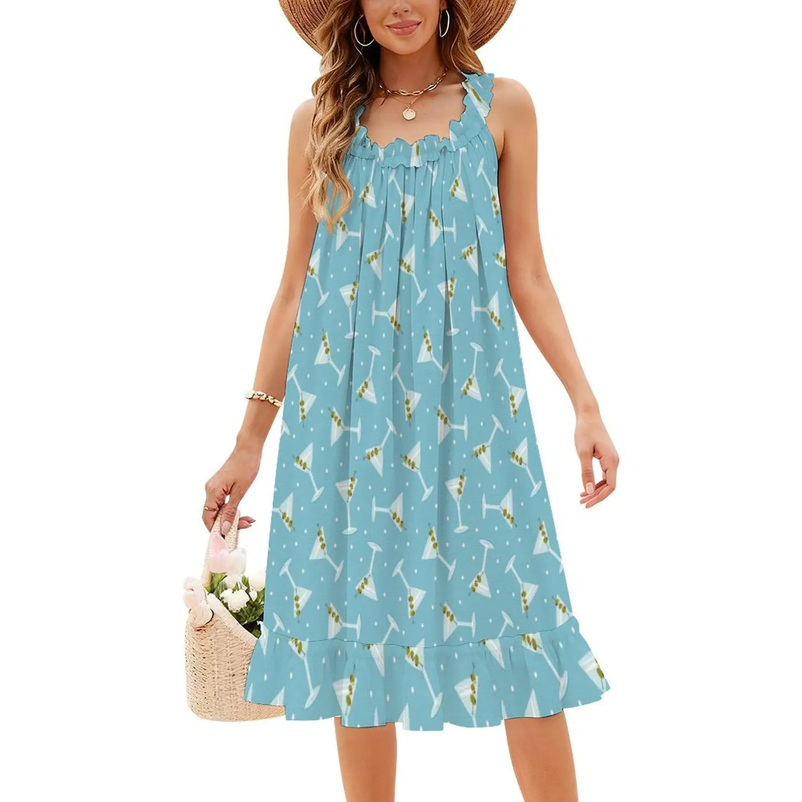 نظارات-الصيف الأزرق فستان بصدر مفتوح فستان حفلة صيفي أنيق للنساء الجاف الكبار المشروبات الكوكتيلات المشروبات الجن #4