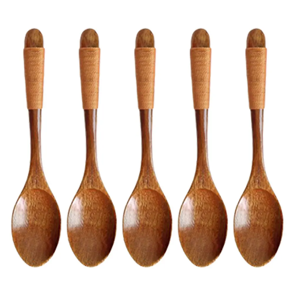 

5Pcs Wooden Spoon Ecofriendly Lightweight Sturdy Tableware for Kids Home Hotel Restaurant Use Exquisite Workmanship 14cm