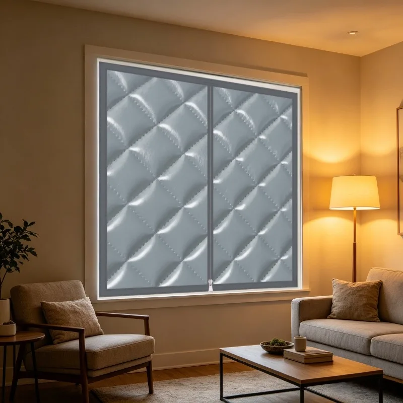 Winter Windproof Thickened Thermal Curtain, Cold Weather Protection, Double-Layer Thick Insulated Curtains, Zipper Curtains
