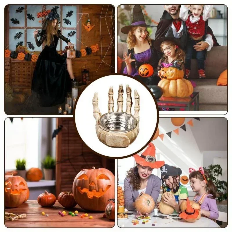 Creative New 2026 Halloween Ghost Festival Horror Decoration Secret Room Escape Script Kill Movie Props Bone Candlestick