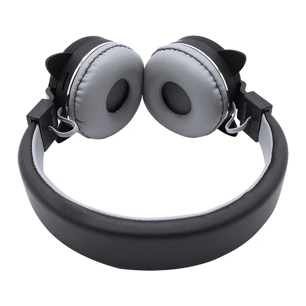 

Black Cartoon Wireless Headphones Fm Radio Call Music Stereo Headset Compatible with Phone Tablet Computer