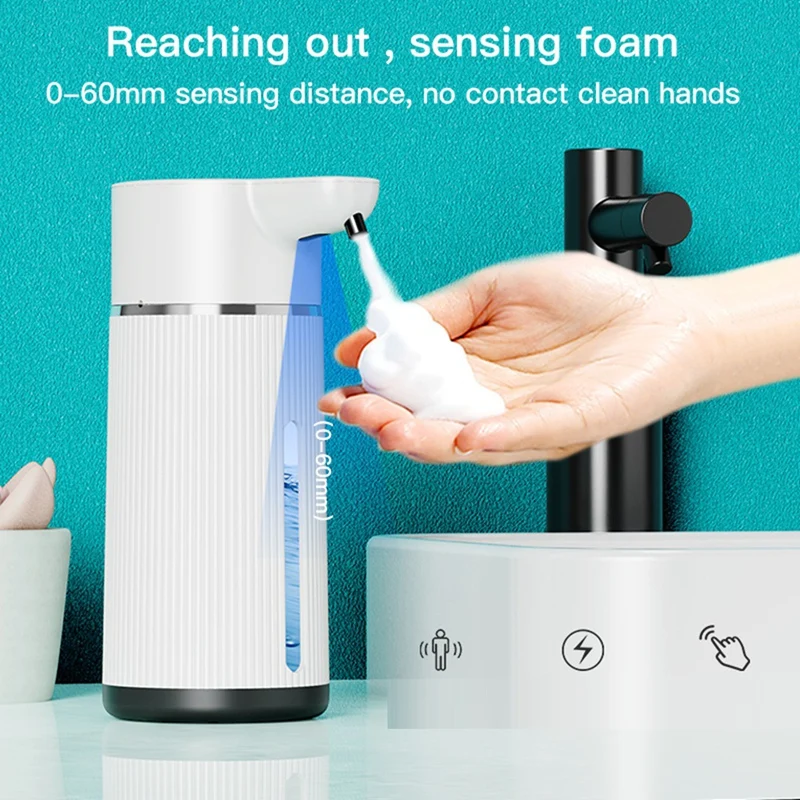 420ML Automatic Foaming Soap Dispenser 4 Gear Infrared Sensor USB Rechargeable Dispenser Wall Mounted IPX6