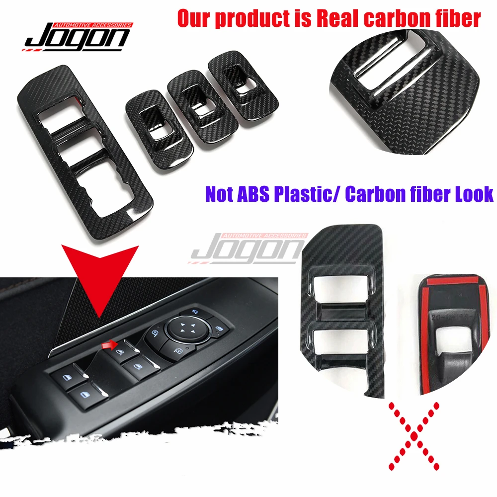 100% Carbon Interior Windows Control Panel Frame For Ford F150 F-150 2015-2020 Car Window Lift Switch Button Cover Trim Stickers