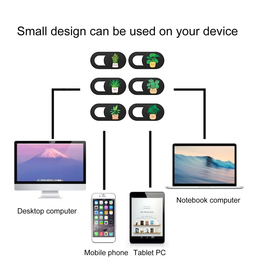 6 stücke niedliche Pflanze Webcam Kamera Abdeckung Telefon Objektiv Schutzhülle Kamera Maskierung Aufkleber Computer Privatsphäre Abdeckung für Laptop