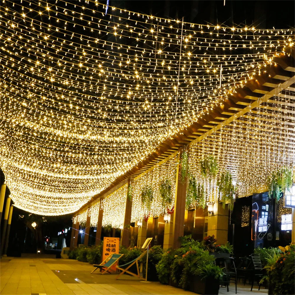 Guirnalda de luces navideñas para exteriores, guirnaldas de árbol de Navidad, decoración de hadas para jardín y boda, 100M, 200M, 500M