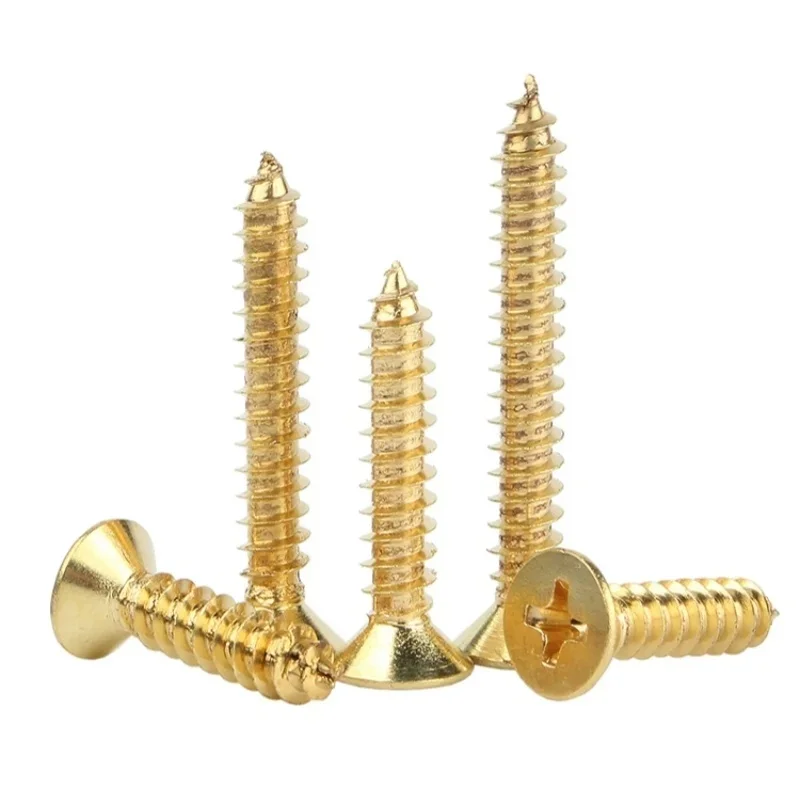 Brass Countersunk Self Tapping Wood Screws Phillips Cross Flat Head M3 M3.5 M4 M5 M6