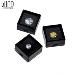 Bare Stone Box Diamond Display Package Box White Black Gem Case With Foam Pad Beads Pendant Square Plastic Box Showcase