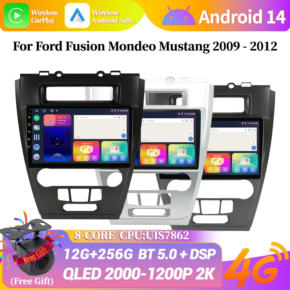 Android 14 For Ford Fusion Mondeo Mustang 2009 - 2012 Car Radio Navigation GPS Multimedia driveplay universal carplay 360 Camera