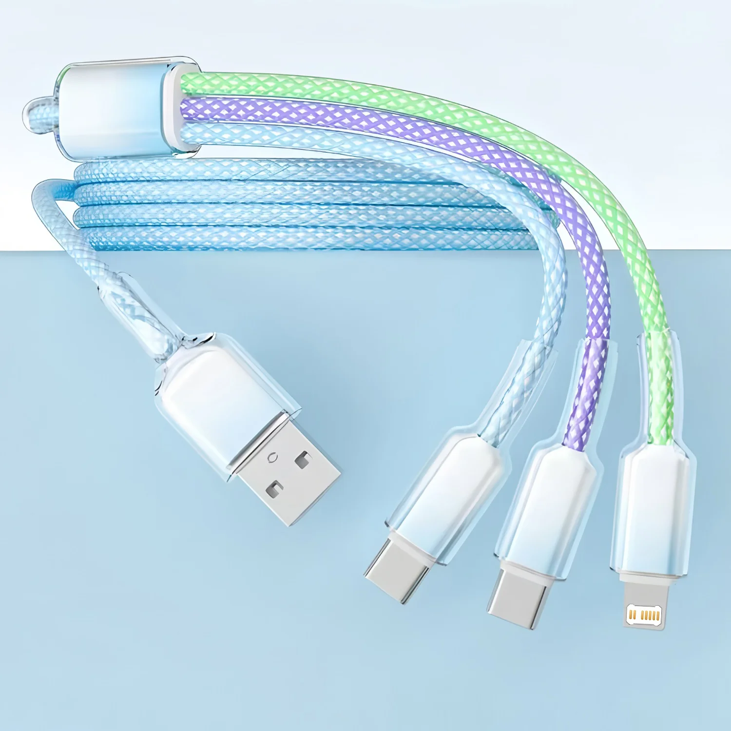 3 in 1 USB Dual Type C Cable Fast Charge Phone Charger Data Cord For iPhone Samsung Xiaomi Huawei Quick Charge USB Wire view 5