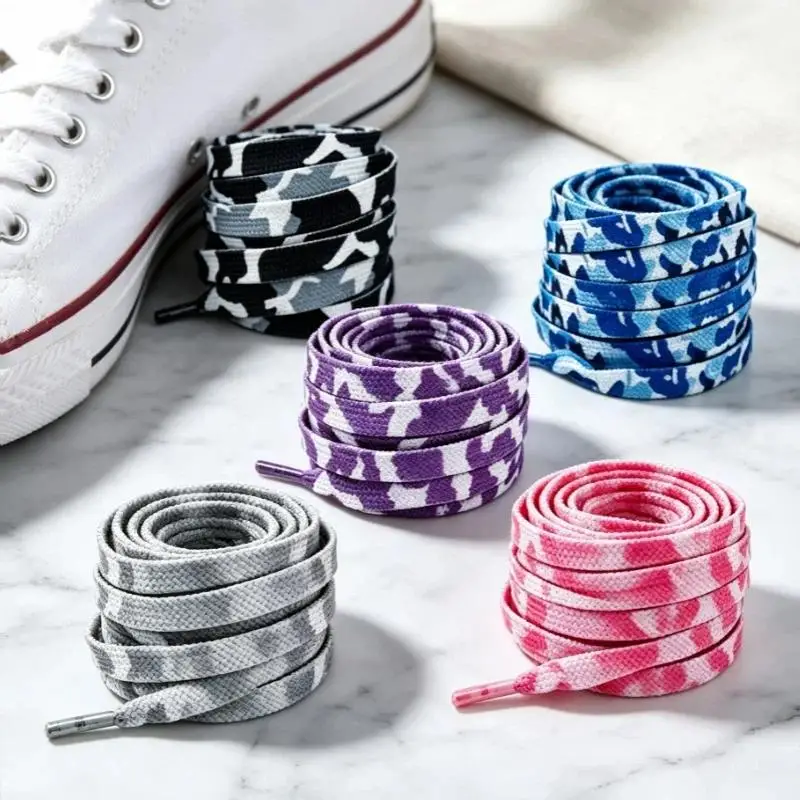 1Pcs Pattern Flat Shoelaces With Durable Polyester Material And Multiple Color Options Perfect For Sneakers Casual Shoes Daily