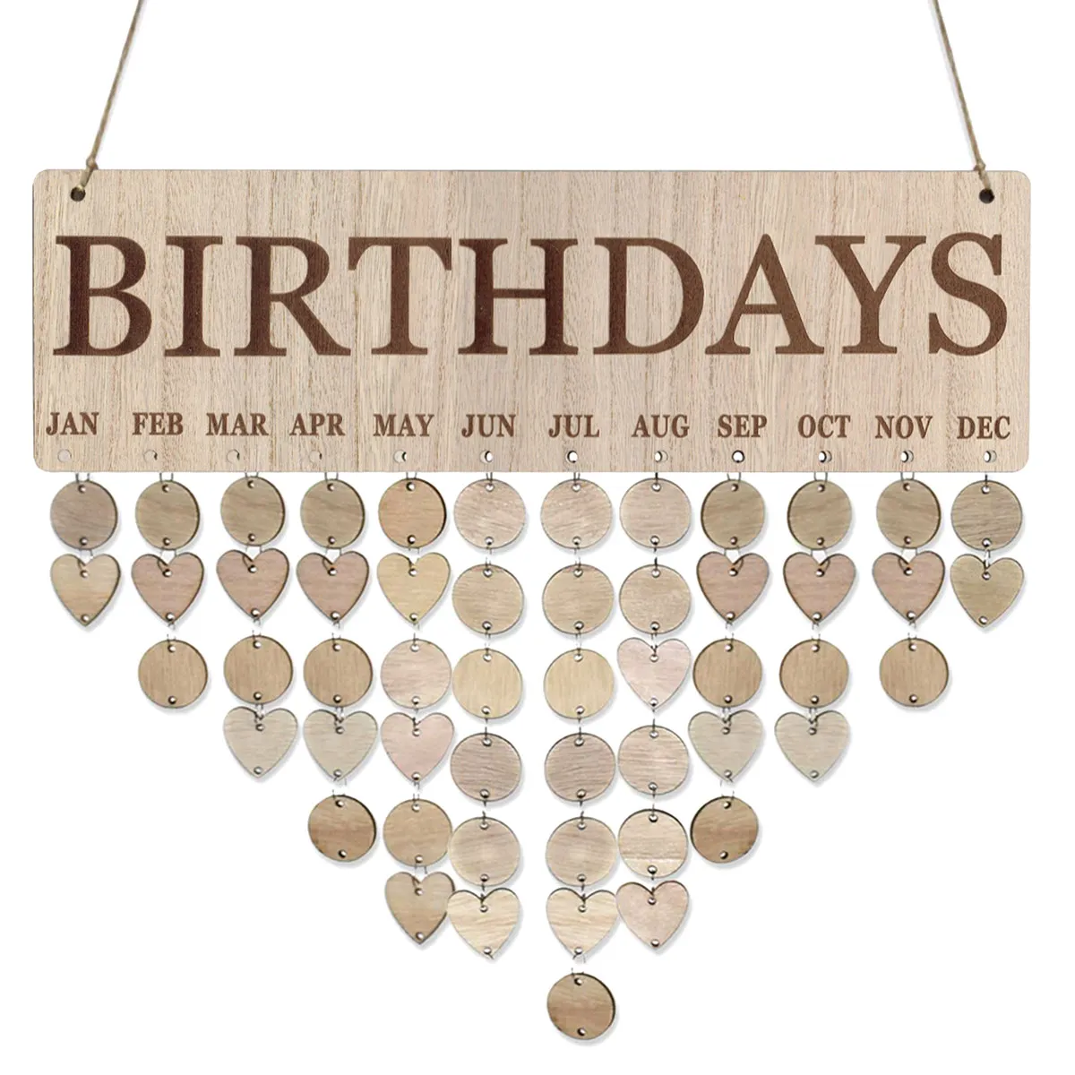 

Wooden Calendar Nordic Style DIY Birthday Anniversary Reminder Board Hanging Decoration Family Friends Birthday Calendar