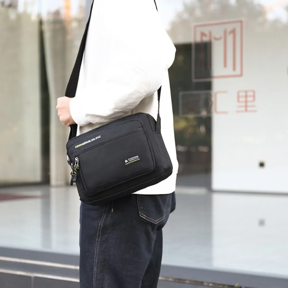 

Multi-pockets Men's Shoulder Bag Waterproof Large Capacity Men's Business Bag Work Travel Canvas Crossbody Bag Handbag