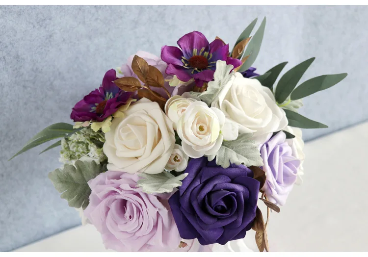 باقات الأرجواني زهور الزفاف باقات الزفاف عالية الجودة 23*30 سنتيمتر اكسسوارات الزفاف #6