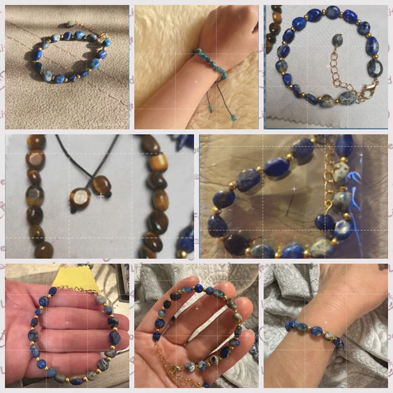 Natural Stone Lapis Lazuli Beads Bracelet Irregular Chip Stone Adjustable Bracelets Tiger Eye Agates Bangles Women Fine Jewelry