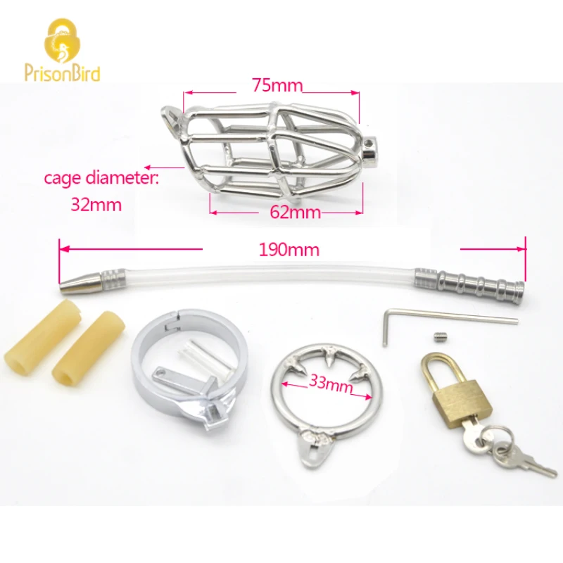 CHASTE BIRD New Male Metal Stainless Steel Chastity Device Cock Cage Penis Belt With Ring Adult Sex Toys BDSM A311