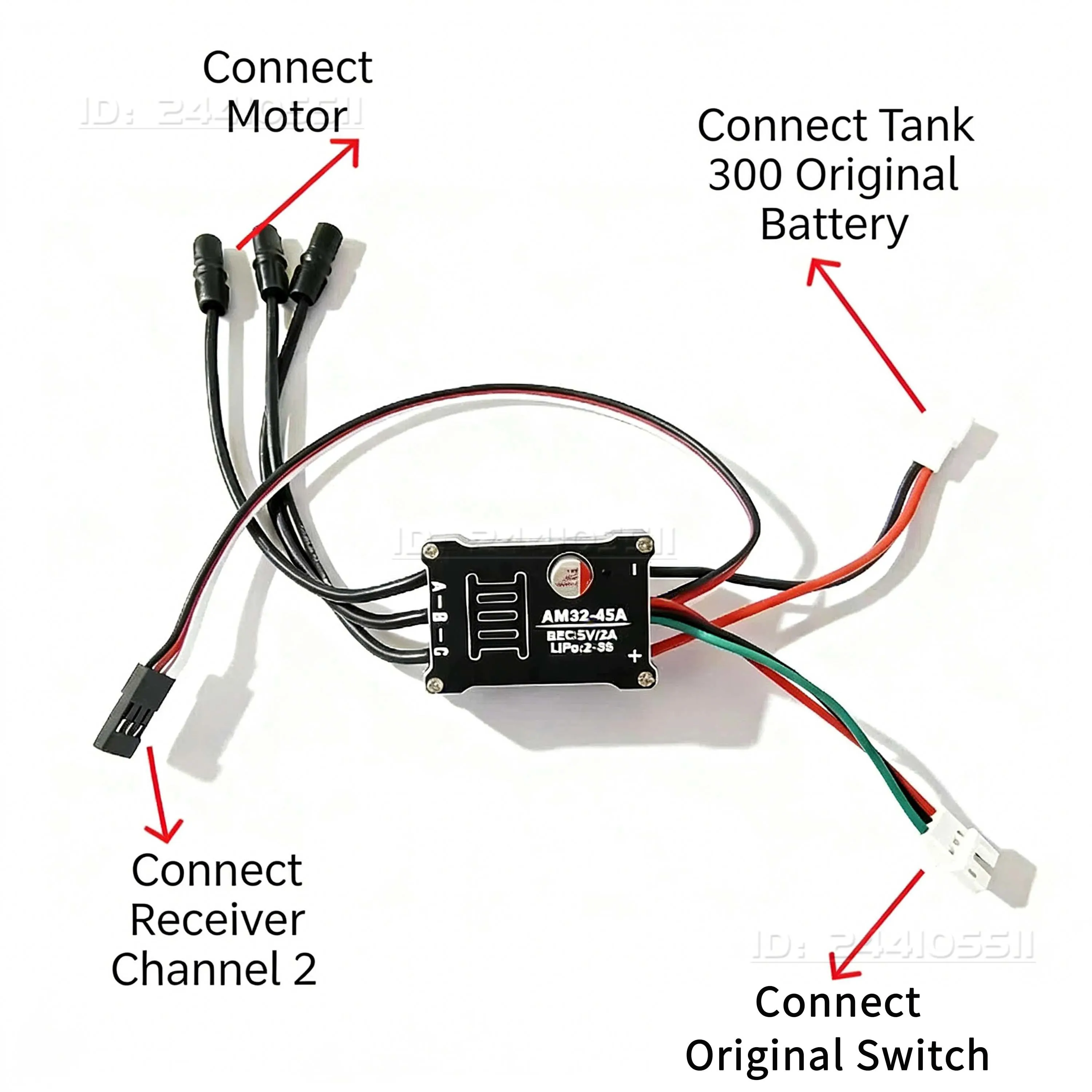 NEEBRC AM32 45A Brushless Metal Waterproof Vehidle Bidirectional ESC MX2.0 Plug for RC Car MN Tank 300/Climbing/Off Road Parts