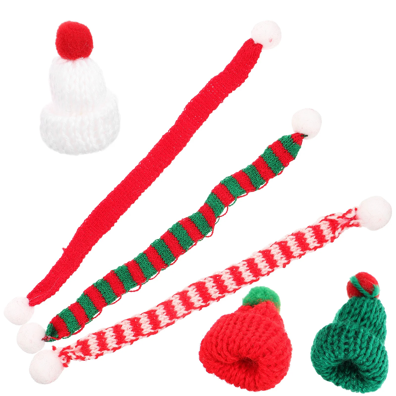 

6Pcs Christmas Mini Wool Knit Hat Scarf Handmade DIY Phone Case Craft Supplies Creative Xmas Ornaments Mini Hat Scarf
