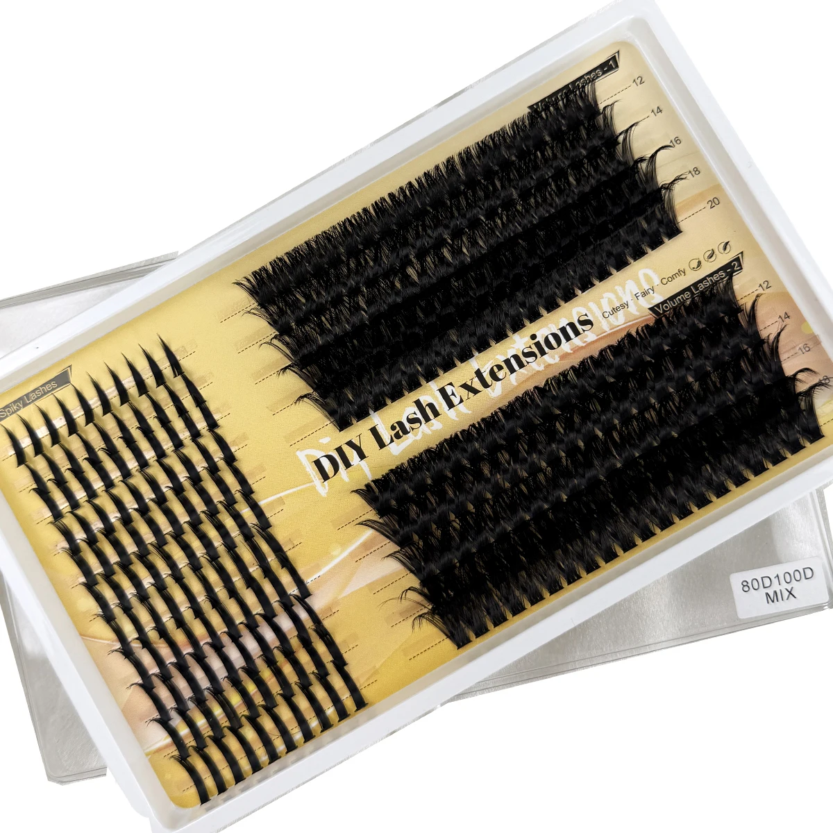 Wimpern-Cluster zum Selbermachen: Spiky Lash Extensions, Mega-Cluster-Wimpern, 80D 100D Wimpern, Spikes-Wimpern-Cluster, Volumen-Einzelwimpern