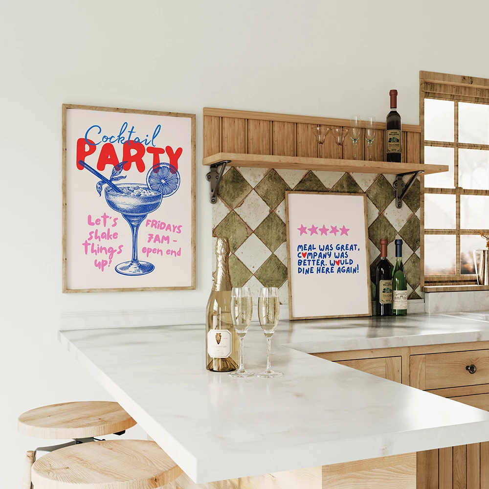 Kitchen Art Print Retro Wall Apartment Decor Canvas Painting Trendy Quote Poster Drink Club Pictures for Living Cafe Home Decor