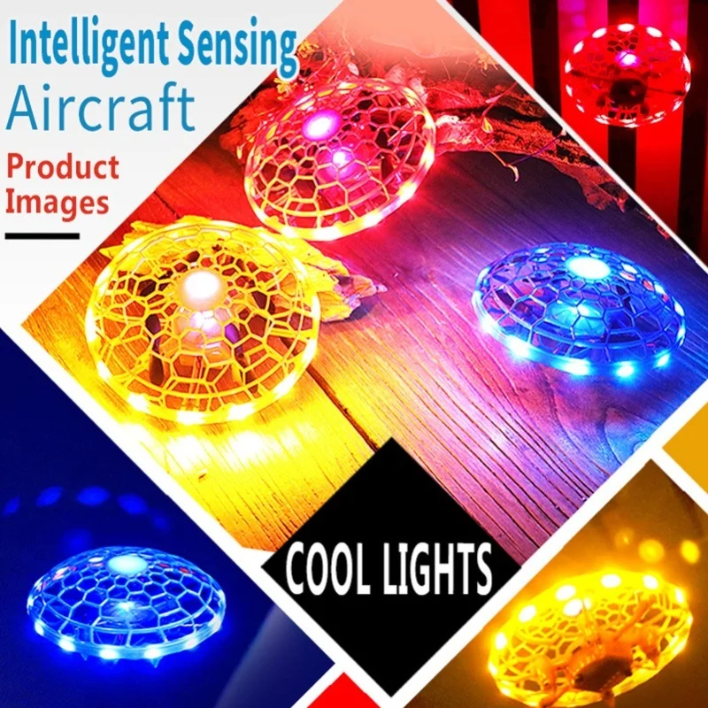 Flying Spinner Easy Playing Lightweight Hand Operated Drones Flying UFO Toy Children Gift For Indoor Outdoor Blue
