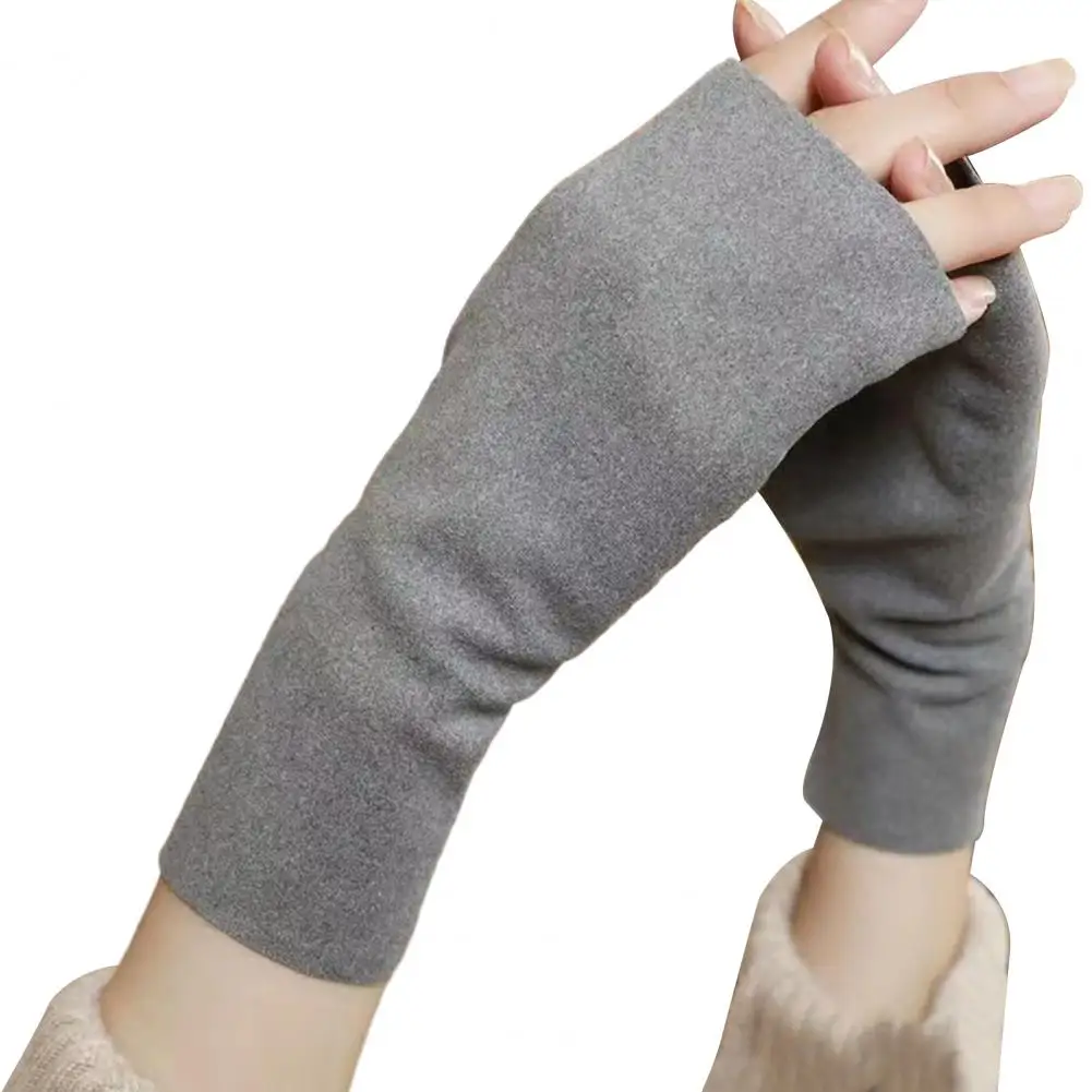 1 Pair Cozy Touch Screen Gloves Warmth Style Autumn Self-heating Half-finger Design Gloves for Winter Gift