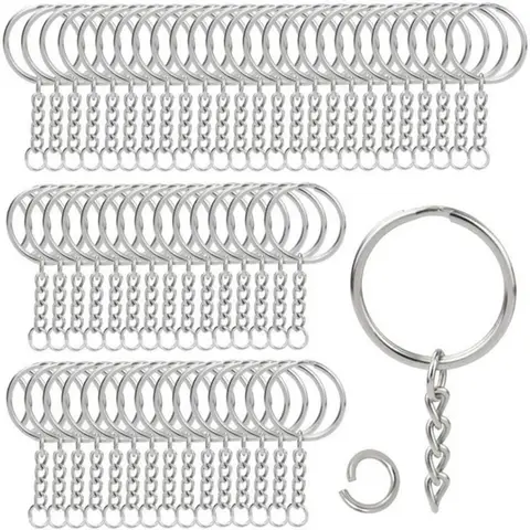 10/20/100Pcs Metal Blank Keyring Keychain With Split Jump Ring Connector DIY Women Men Jewelry Making Supplies Craft Accessories
