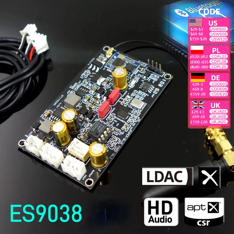 Nvarcher Bluetooth 5.4  ES9038 Decoding Module Simulates Input APTX HD LDAC