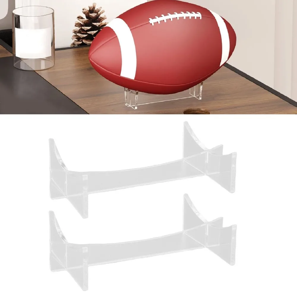 2 Pcs Clear Transparent Football Display Stand Acrylic 15x8.9x3.4cm Rugby Ball Display Stand Acrylic Display Holder Home Display