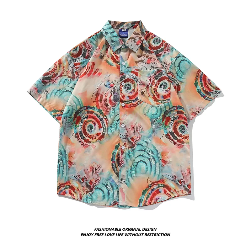 

Lightweight Summer Hawaiian Floral irt Men's Vaion ort Sve Loose Casual Beach irt Cool Breathable Outerwear