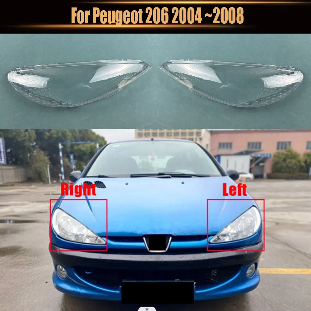 

For Peugeot 206 2004 ~2008 Front Headlamp Lamp Cover Headlight Shell Transparent Lens Replace The Original Lampshade Plexiglass