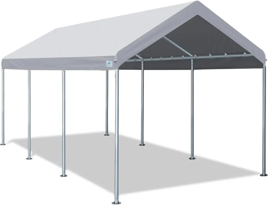 

ADVANCE OUTDOOR Adjustable 10x20 ft Heavy Duty Carport Car Canopy Garage Boat Shelter Party Tent, Adjustable Peak Height