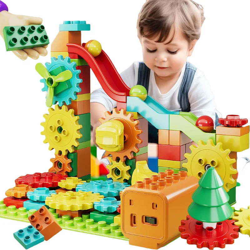 

Electric Gears Marble Race Run Blocks Maze Ball Track Building Blocks Plastic Funnel Slide Assemble DIY Bricks Kids Giftsi