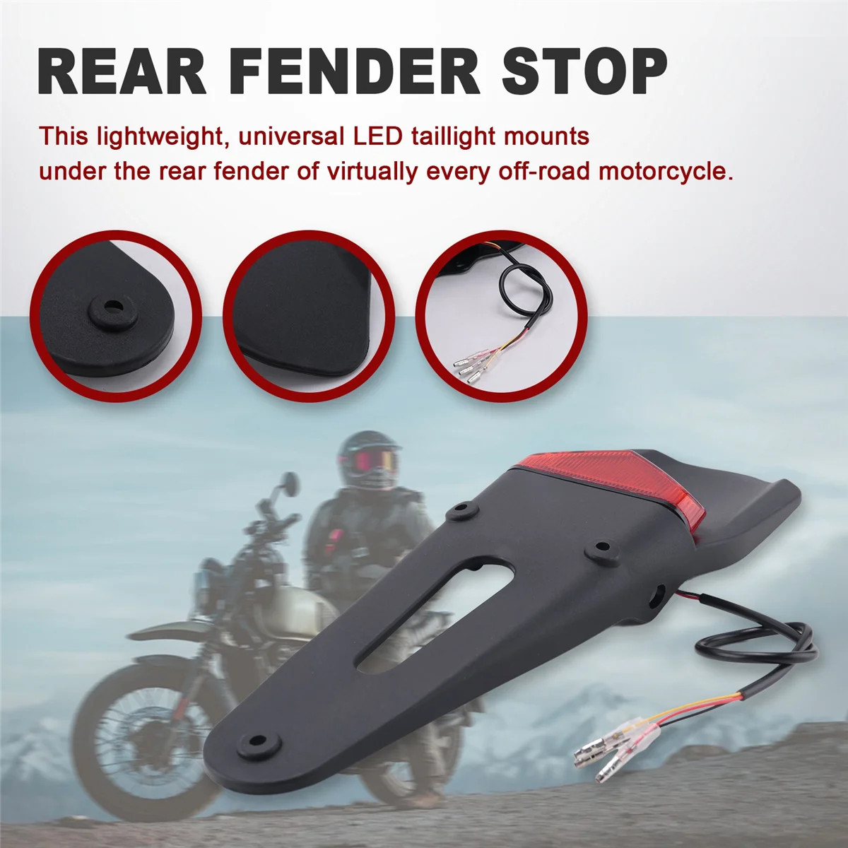 #979Y Motorcycle LED Tail Light&Rear Fender Stop Enduro Taillight Rear Fender Stop for CR EXC WRF 250 400 426 450 Black (Black)