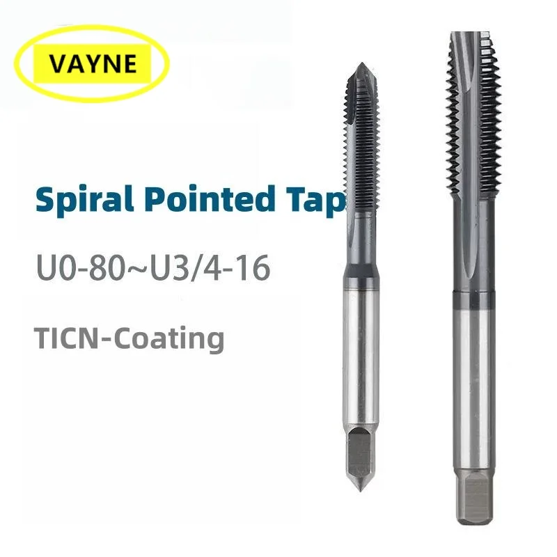 VAYNE HSSE American Spiral Pointed Tap with TICN UNC UNF 2-56 6-32 10-24 8-32 1/4 1/2 5/8 9/16 7/16Machine Screw Fine Thread Tap